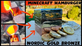 5 Layered Metal Minecraft Hamburger - Nordic Gold Bronze - ASMR Metal Melting - BigStackD Casting