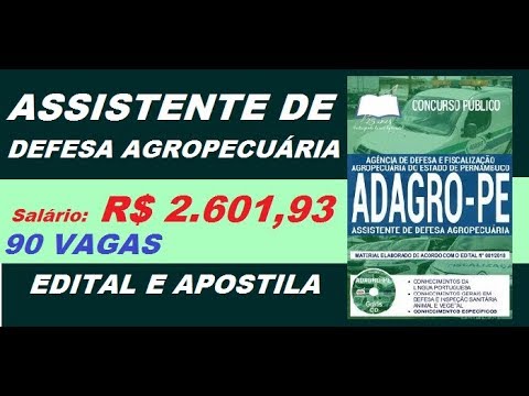 Edital Apostila Concurso ADAGRO PE 2018 Assistente de Defesa Agropecuária