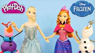 Frozen "Let It Go" Musical Magic Lightup Barbie Dolls Anna and Elsa Talking Olaf Play Doh