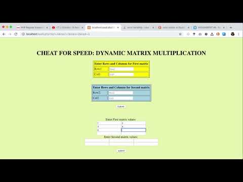 Matrix Multiplication Dynamically Using Php