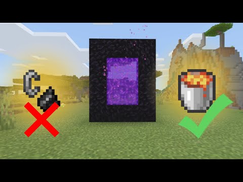 quinnybagz  - HOW TO LIGHT A NETHER PORTAL WITH LAVA! NO FLINT AND STEEL![Minecraft 1.19 Bedrock]