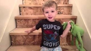 3 year old sings Halfway down the stairs.