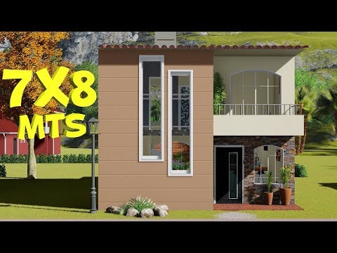 Plano de casa de 7x8m 2 Plantas 3 Dormitorios