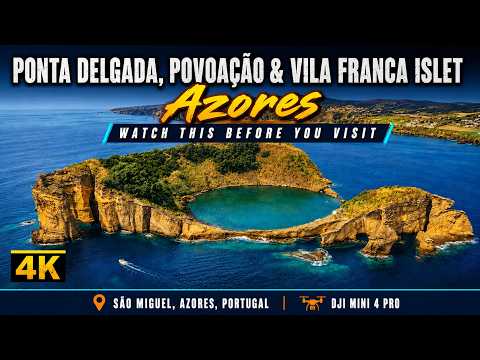 4K Aerial Tour of Ponta Delgada, Povoacao & Ilhéu de Vila Franca do Campo | São Miguel Island