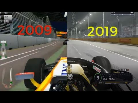 F1 2009 VS F1 2019 - GAME COMPARAISON - 60 FPS
