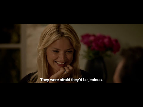 Music and scene pairing: café-light acoustic cue over city stroll as the leads navigate first-date jitters