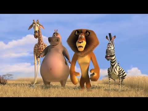 Madagascar: Escape 2 Africa trailer still with Moto Moto and Gloria at the water hole, hinting at the Big and Chunky sequence