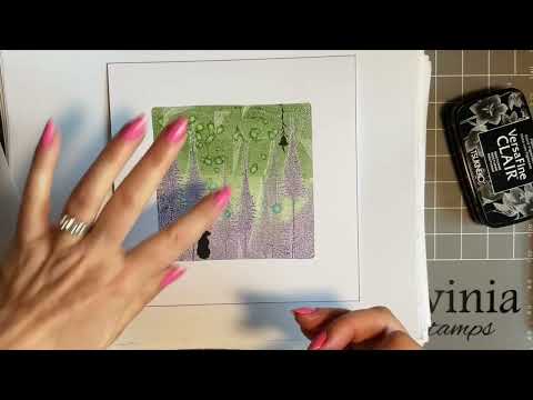 Stamping The Fairy Fir Tree onto The Gel Press by Jo Rice.  - A Lavinia Stamps Tutorial