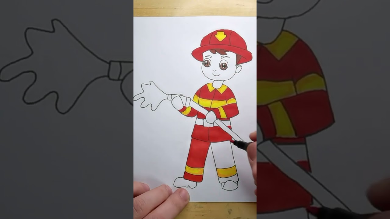 Coloring a Fireman Firefighter | Kids coloring books