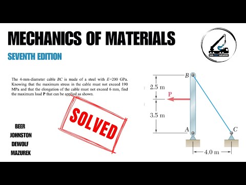 Problem 2.14 | The 4-mm-diameter cable BC is made of a steel with E=200 GPa.