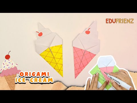 Origami Ice Cream Cone Tutorial | Origami Paper Craft