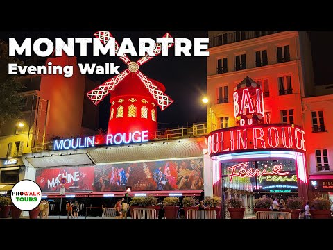 Montmartre Evening Walk - Paris, France - 4K 60fps with Captions