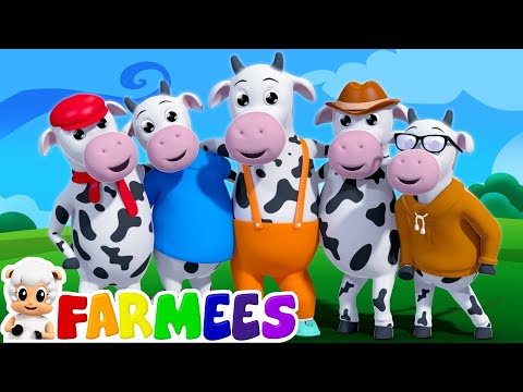, title : 'five little cows | nursery rhymes | 3d rhymes | kids songs | farm song by Farmees
