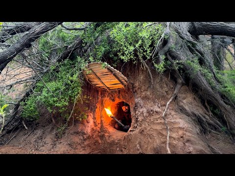 Building a secret dugout in the root of a tree
