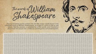 Shakespeare Word Search Puzzle