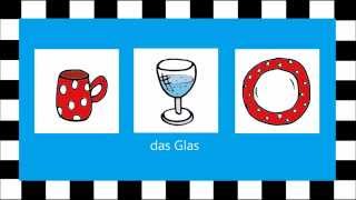 Deutsch lernen: Küchengegenstände (Spiel - game - jeu de Kim) - German Dishes Video by Andrea Thionville