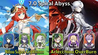 C0 Nilou Super CritBloom & C2 Arlecchino OverBurn - Genshin Impact 7.0 Spiral Abyss Full Clear