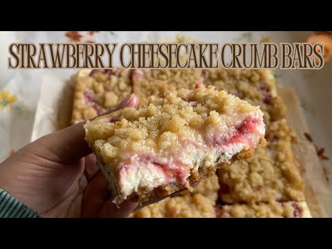Strawberry Cheesecake Crumb Bars ♡ Bake With Me