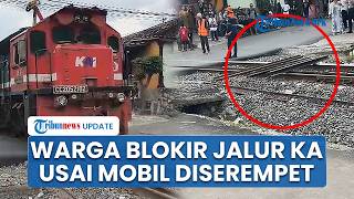 Tak Terima Mobil Diserempet, Warga Halangi Jalur Perlintasan Kereta di Bandar Lampung Pakai Besi