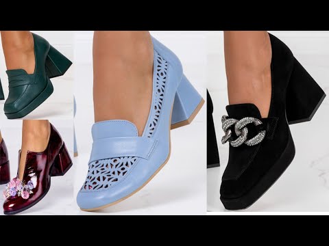 ALL THE BEST SLIP ON APPEALING BLOCK HEELS SHOES DESIGNS 2023 LATEST SQUARE HEEL SHOES FOR WOMEN