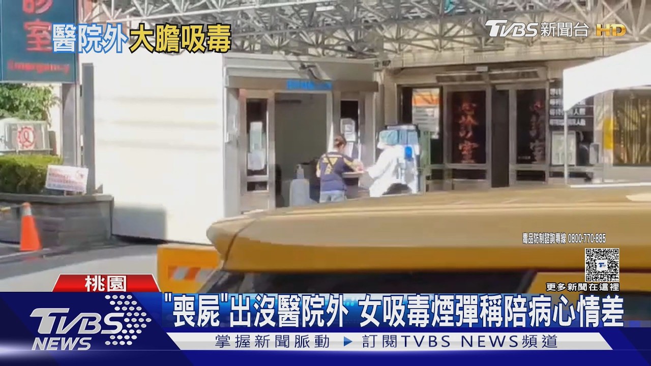 影音／大白天醫院旁吸毒　37歲女坐在花圃　被逮辯：陪病心情不好