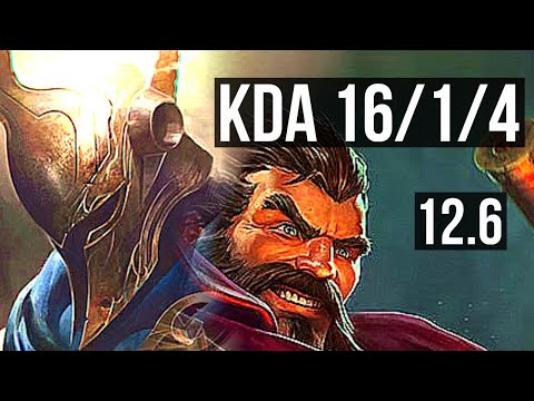 PANTHEON vs GRAVES (TOP) | 16/1/4, 8 solo kills, Legendary, 1.0M mastery | NA Diamond | 12.6