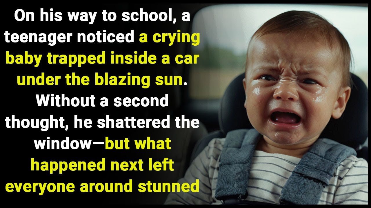 A teenager saw a crying baby trapped inside a car under the sun, when he broke the car’s window