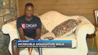 Teenage double amputee surprises loved ones by walking at graduation