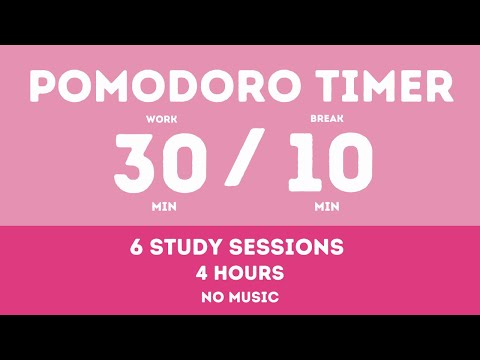 30 / 10  Pomodoro Timer - 4 hours study || No music - Study for dreams - Deep focus - Study timer
