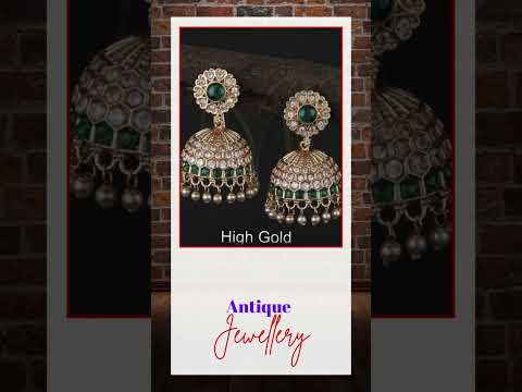 Antique Jewelry High Gold Polish Beautiful Party Wear Antique Jhumka Earrings