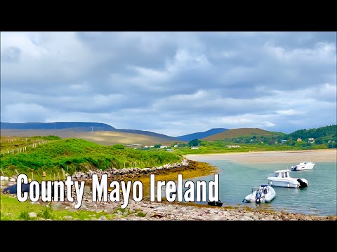 4k Ireland: Driving tour of Achil Island, driving from Cashel South to Westport county Mayo, Ireland