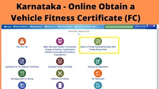 How to Apply Online Obtain a Vehicle Fitness Certificate (FC) - Karnataka
