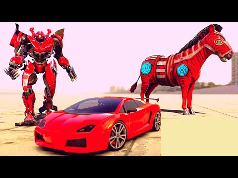 Zebra Robot Car Robot Transforming City Rescue Mission Android Gameplay