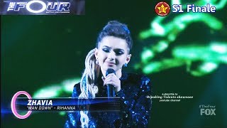 Zhavia sings "Man Down"  Rihanna cover (vs Evvie McKinney )  with her boots off The Four Finale