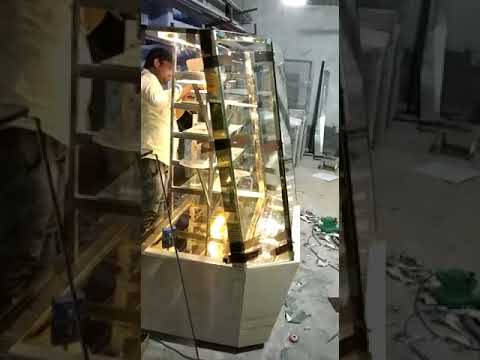 Ss & glass rectangular sweet display counter, for restaurant