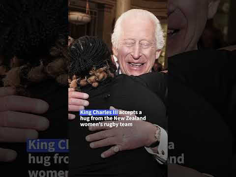 King Charles III accepts hug from New Zealand women's rugby team | AFP #shorts