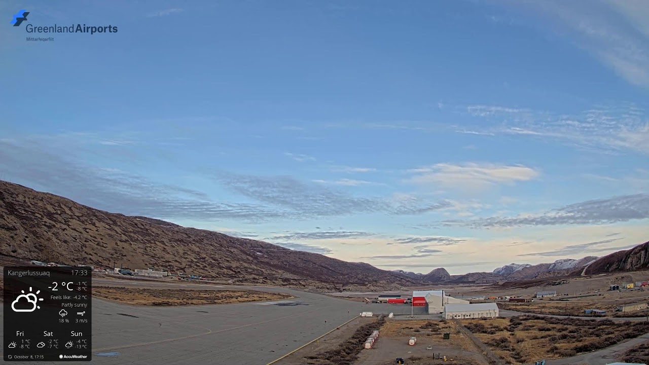 Live webcam view of Kangerlussuaq Airport East Runway View