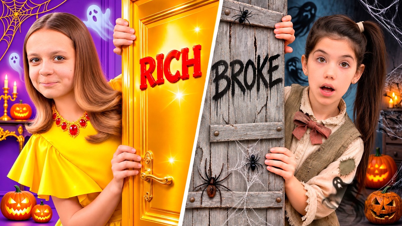 Rich vs Broke Halloween Challenge for Kids