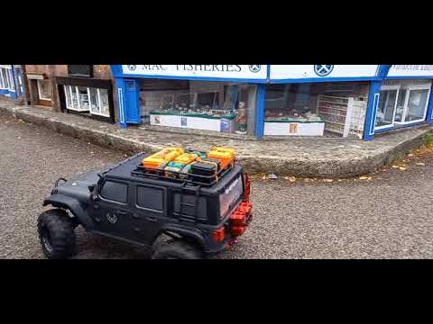 1:10 Scale town Wimborne explored by RC crawler Jeep Absima Sherpa