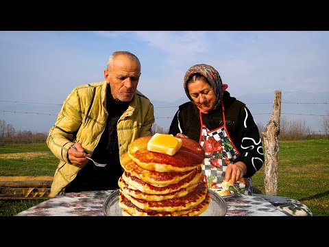 Grandma Cooked Healthy Dish with Spinach - How to make Pancakes