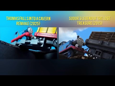 Thomas falls into a cavern scene - Original vs. Remake | Sodor's Legend of the Lost Treasure
