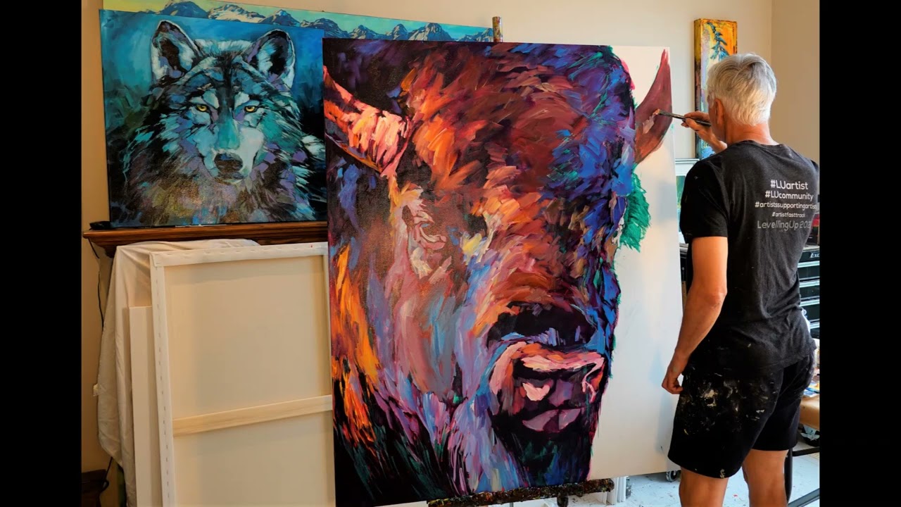 Big Bison Painting - Acrylic on Canvas - David Langevin