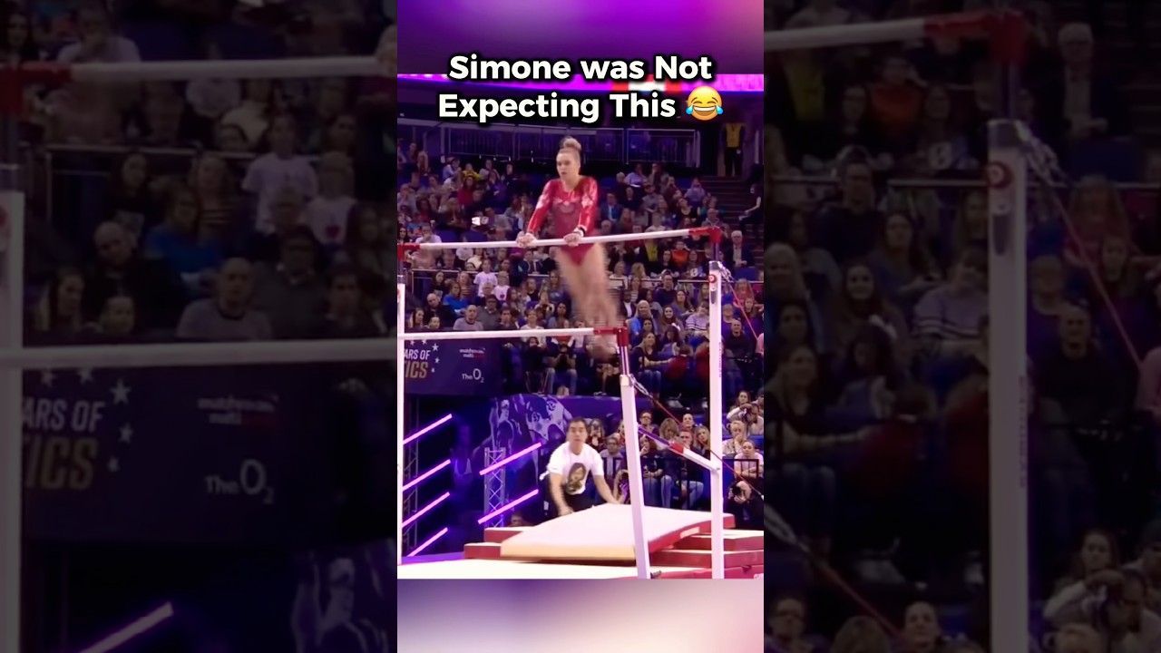 Simone Biles could not believe it😂 #gymnastics #simonebiles #funny #bars #gymnast