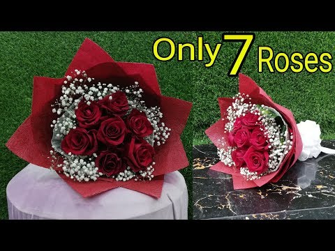 Bouquet packing red rose flower, size: medium, packaging siz...