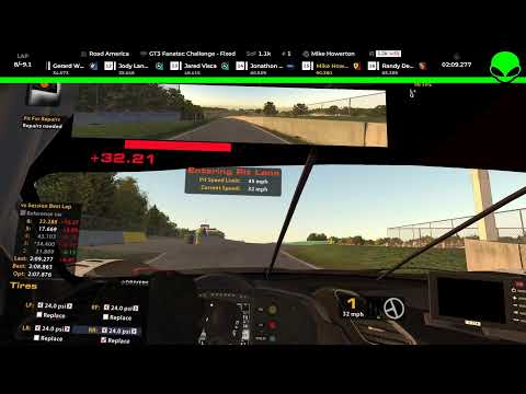 iRacing Road America GT3 Sprint 11:15pm April 22, 2022