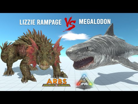 LIZZIE RAMPAGE vs MEGALODON (Remastered) - Animal Revolt Battle Simulator