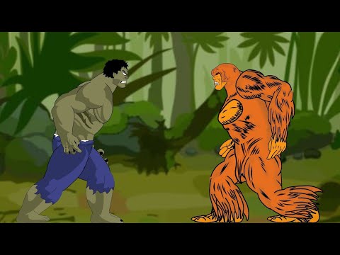 Hulk vs Sasquatch (bigfoot) drawing cartoons 2 animation | RT Animation
