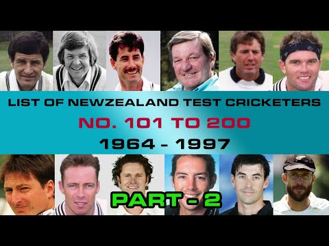 Cap No. 101 to 200 New Zealand Test Cricketers   |  New Zealand Test Players 1964 to 1997 |  PART 2