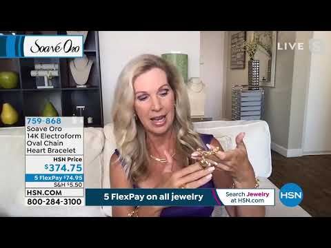 Soave Oro 14K Gold Electroform Oval Chain Heart Bracelet