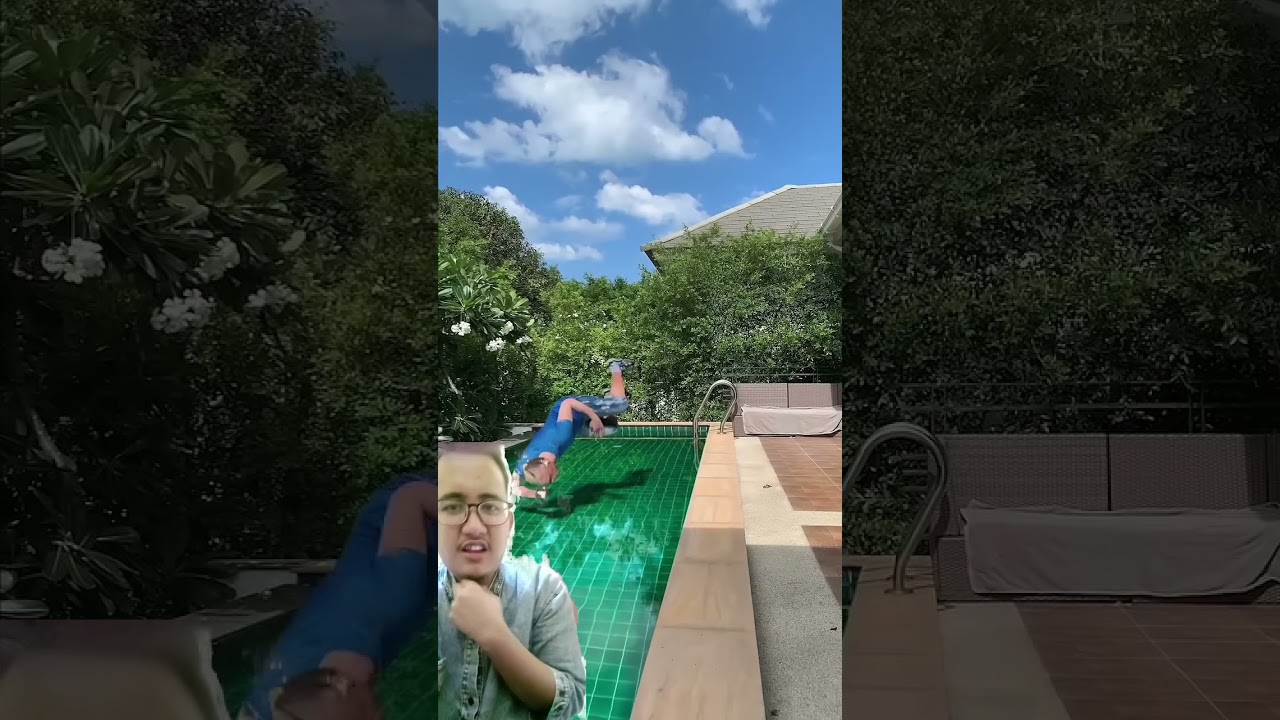 TRAMPOLINE SWIMMING!?#shorts#funny#masukberanda#swimmingpool#trending#subscribe#america#swimming#fyp